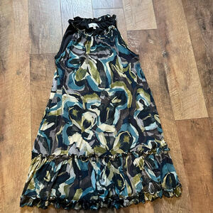 Women's Signature by Robbie Bee Mini Dress M Blue Green Abstract